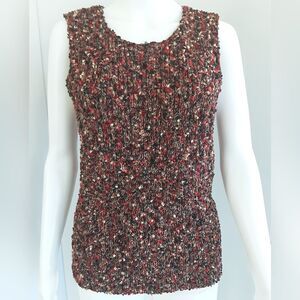 AUSTIN REED Sleeveless Rag Knit Chenille Silk Blend Sweater Tank Top Sz L - 90's